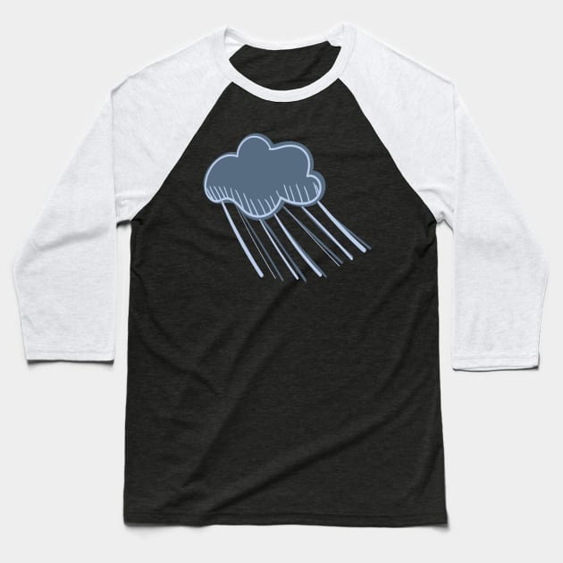 Single Stormy Cloud, Illustrated Raincloud Baseball T-Shirt by Angel Dawn Design